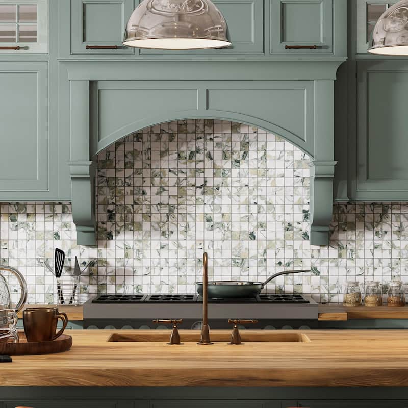 Merola Tile Touche 2" Square Jade 11-3/4" x 11-3/4" Porcelain Floor and Wall Tile - (1 Tile)