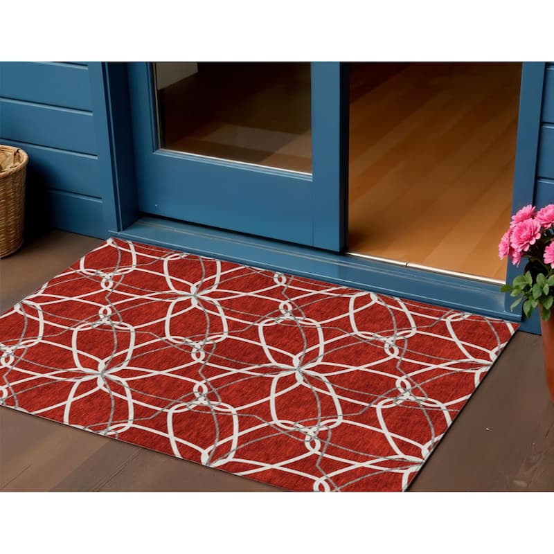 HomeRoots Geometric Modern Rectangle Outdoor Rug - 3' x 5'