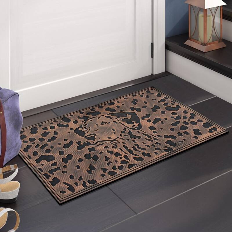 A1HC Dog Sketch Rubber Pin Outdoor Entrance Mat, Beautifully Copper Finished 18" X 30"