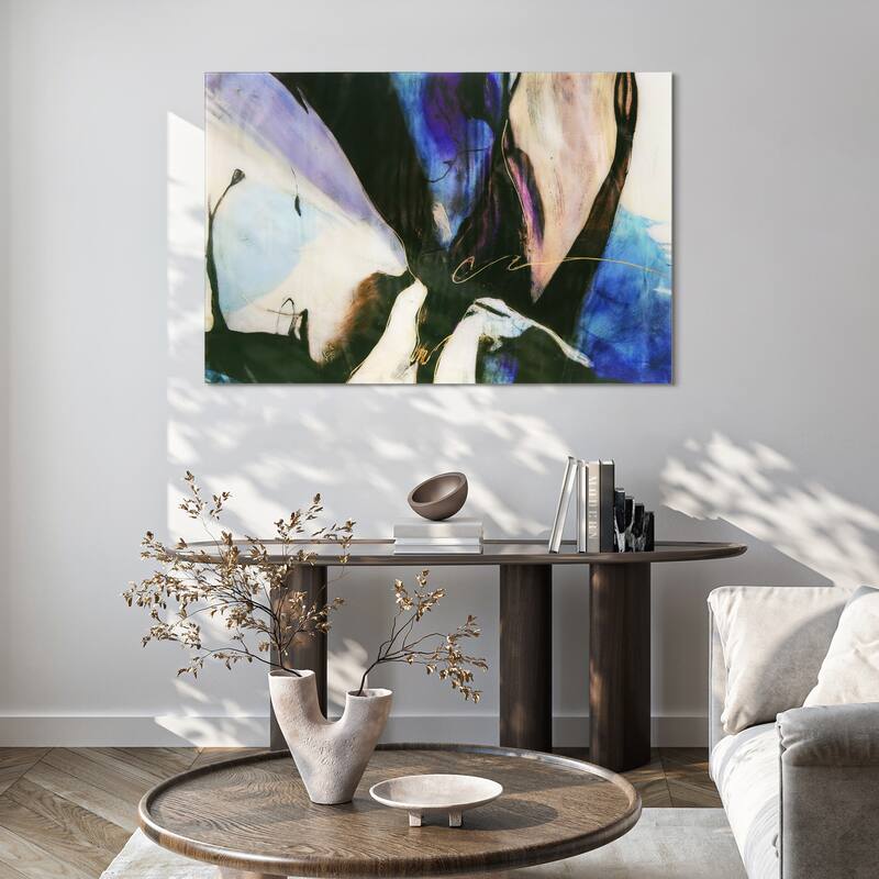 "Motivos" Abstract Frameless Tempered Art Glass Wall Art - Multi-color