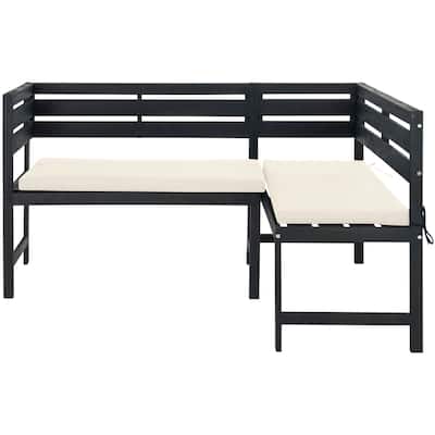 SAFAVIEH Outdoor Living Wilton Dark Slate Grey Wood 3-piece Balcony Set - Bench: 39.4" x 18.9" x 32.7"
