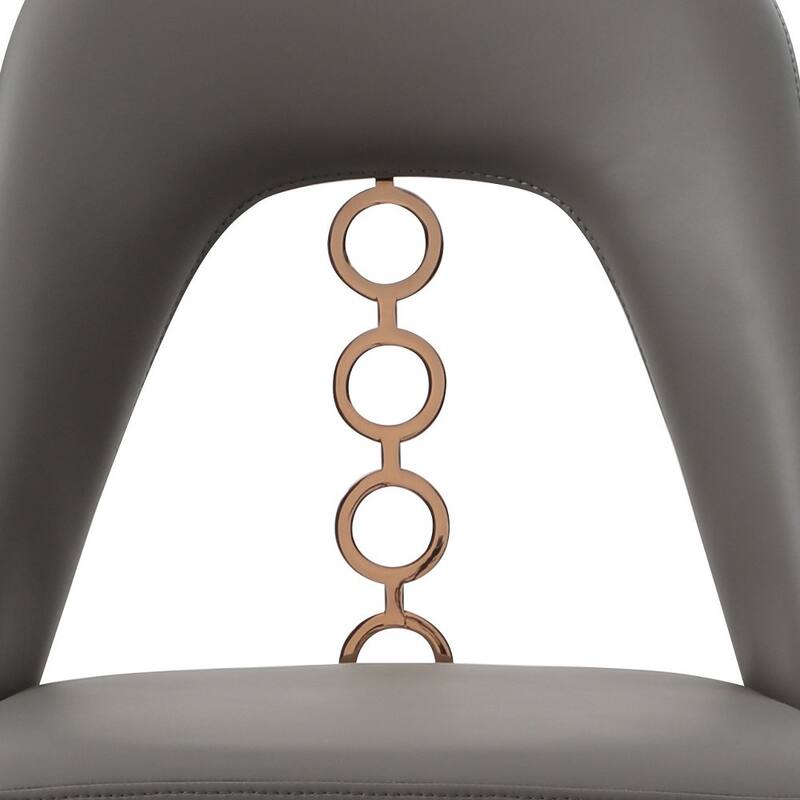 HomeRoots Set of Two Gray Faux Leather Dining Side Chairs With Rose Gold Accents