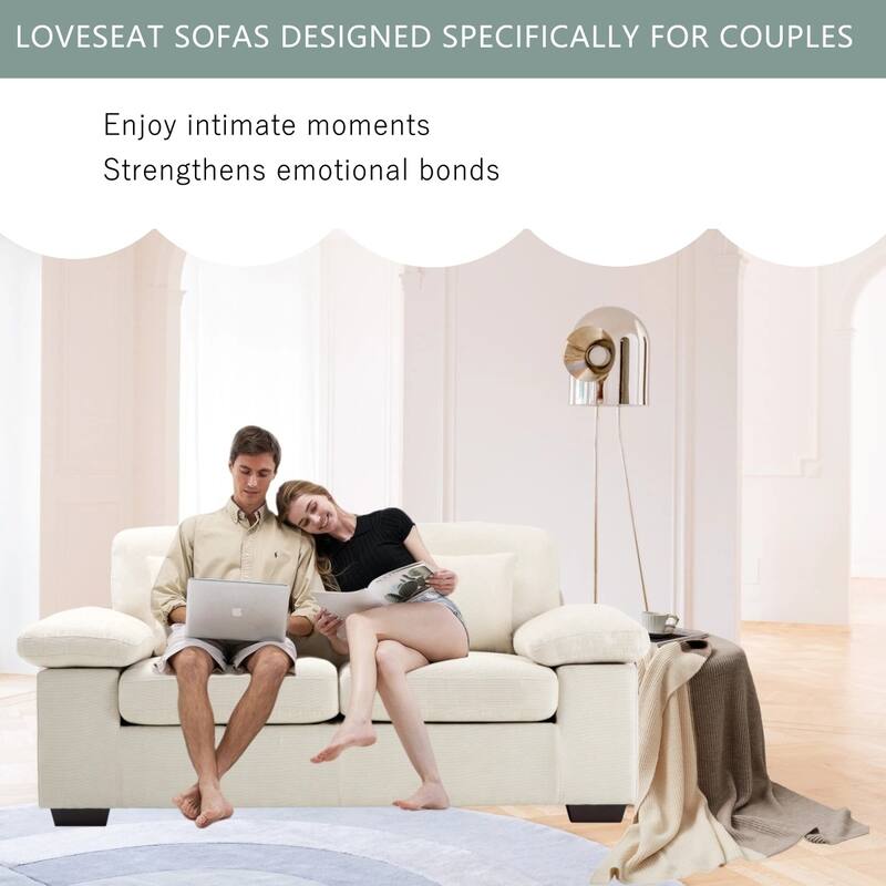 Plush Chenille Loveseat 73" - Includes Bonus 3 Pillows & Removable Back Cushion - Living Room 2-Seater Sofa