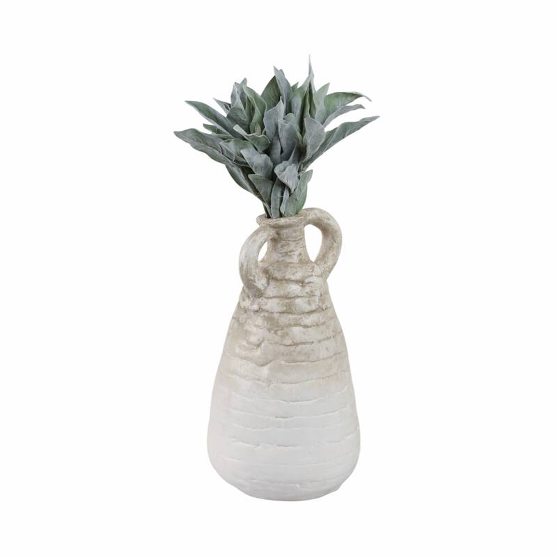 Pottery Terracotta Decorative Flower Vase Handcrafted Look - 18" Ivory