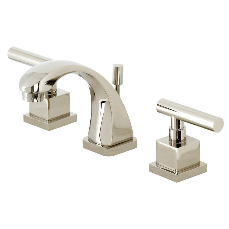 Kingston Brass Claremont Deck Mount Widespread Bathroom Faucet with Brass Pop-Up - Polished Nickel