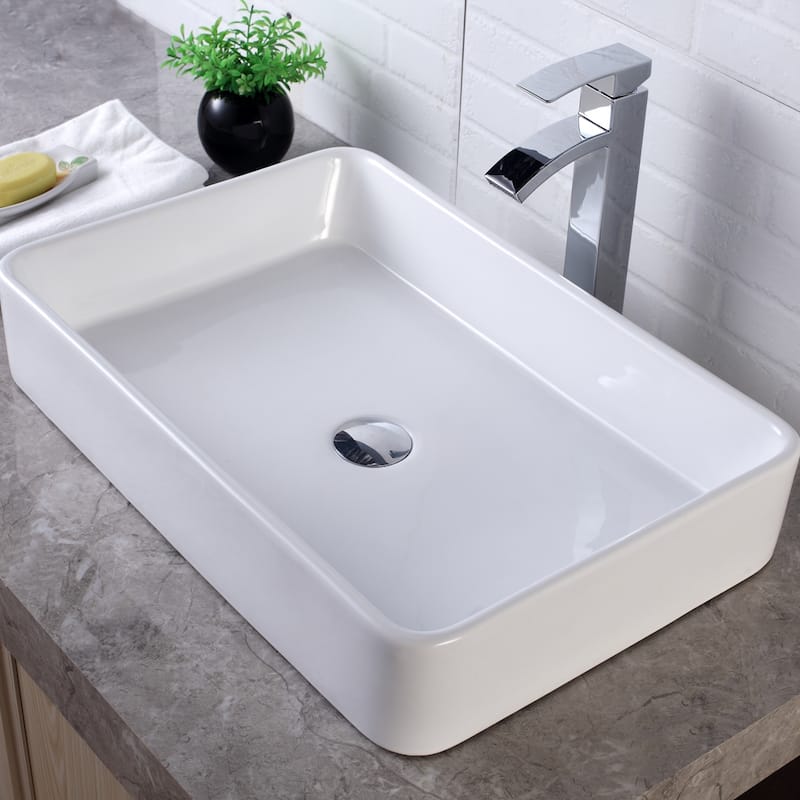 24" x 16" Rectangle Bathroom Vessel Sink Modern Above Counter