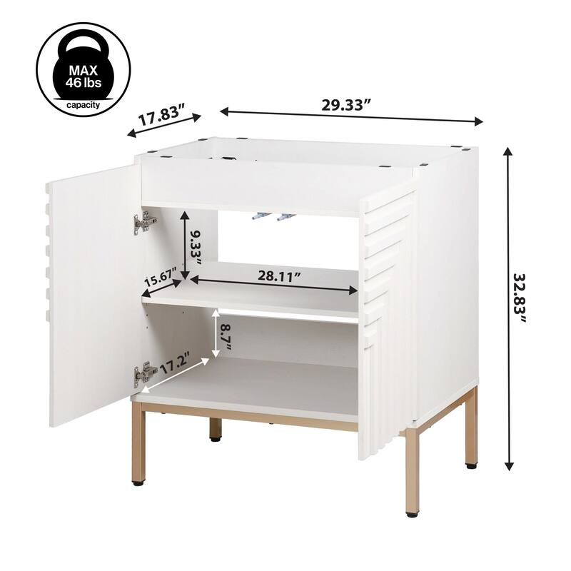 Rowan Geometric Modern Transitional 2-Shelf Bath Vanity Cabinet Only (Sink Basin Not Included), By JONATHAN Y
