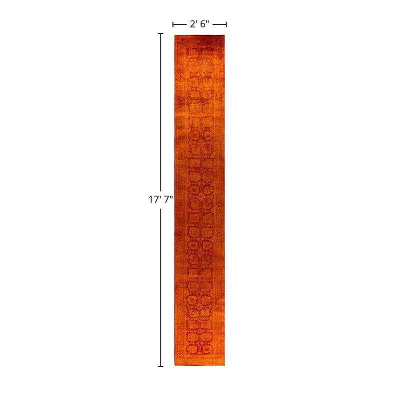 Vibrance One-of-a-Kind Hand-Knotted Runner Rug - Orange, 2' 6" x 17' 7" - 2' 6" x 17' 7"