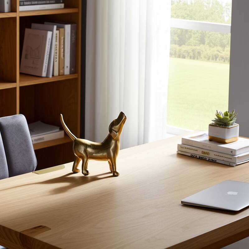 Decorative Howling Dog Figurine Statue - 8", Gold & Metallic - 7.5"