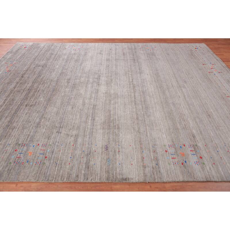 Striped Gabbeh Indian Area Rug Handmade Tribal Wool Carpet - 8'10" x 11'6"