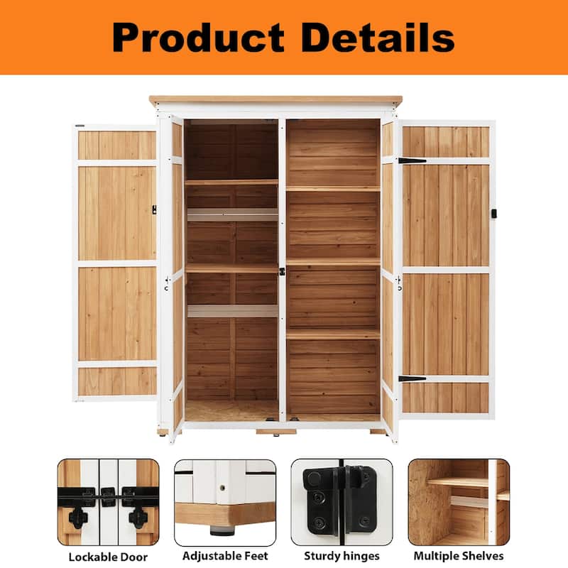 4 ft. W x 2 ft. D Outdoor Wood Storage Shed, Tool Cabinet w/4 Doors - 4 ft. W x 2 ft. D