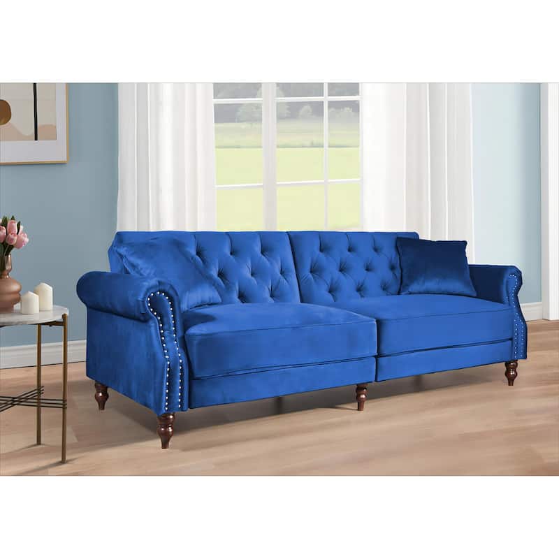 87.8'' Convertible Velvet Sofa Bed Sleeper Futon