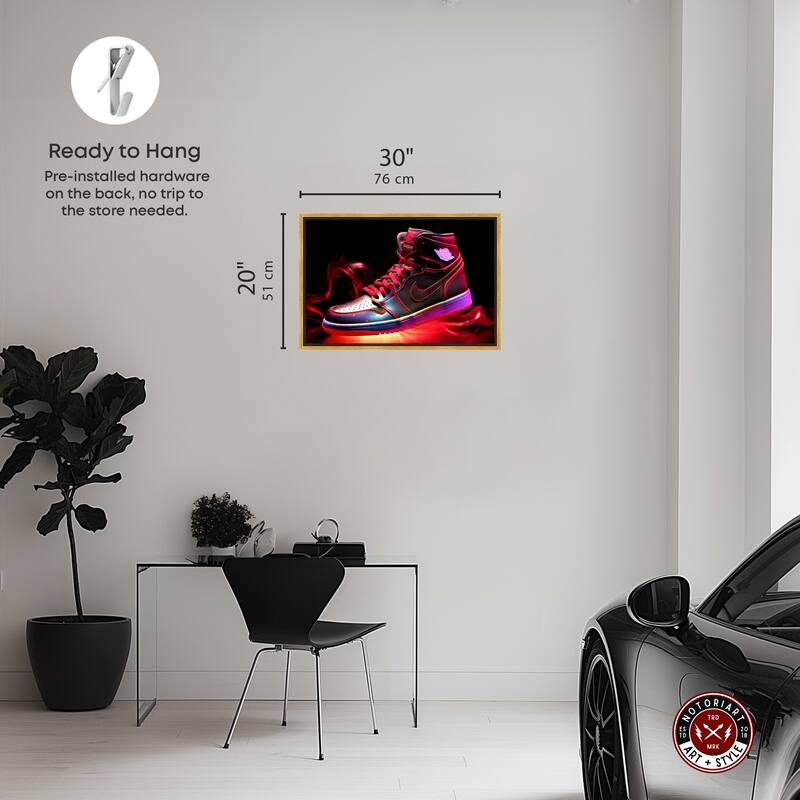 Notoriart Flaming Hot Sneaker Ii Framed Sneaker 1 Piece Canvas Wall Art