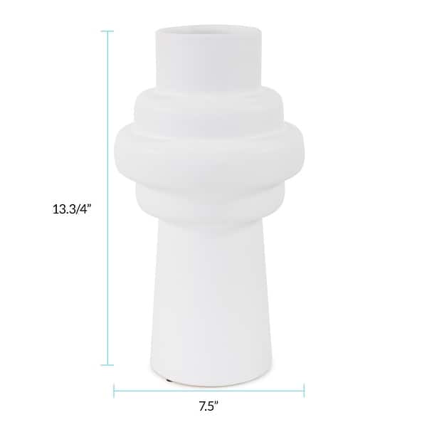 White Rounded Color Matte Allan Andrews Matte White Cylindrical Rounded Curved Ceramic Vase ...