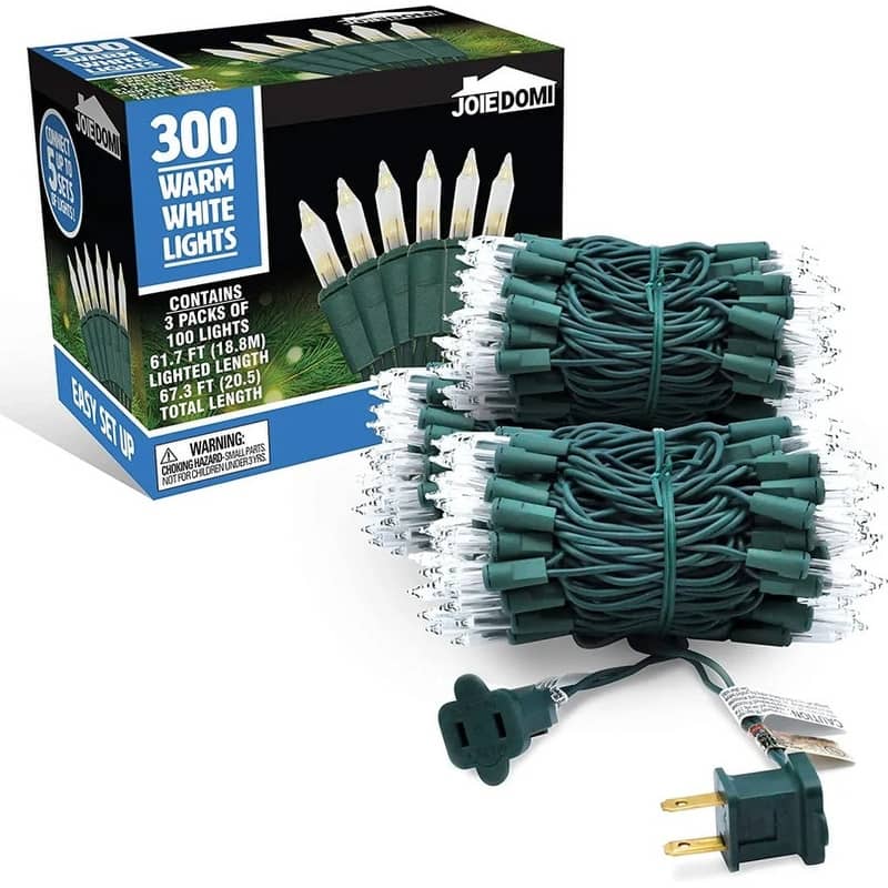Clear White Christmas String Lights Set - Green