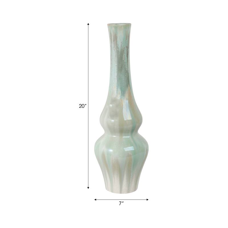 Stoneware Ceramic Vase Tall Sculptural Silhouette Glazed Finish Modern