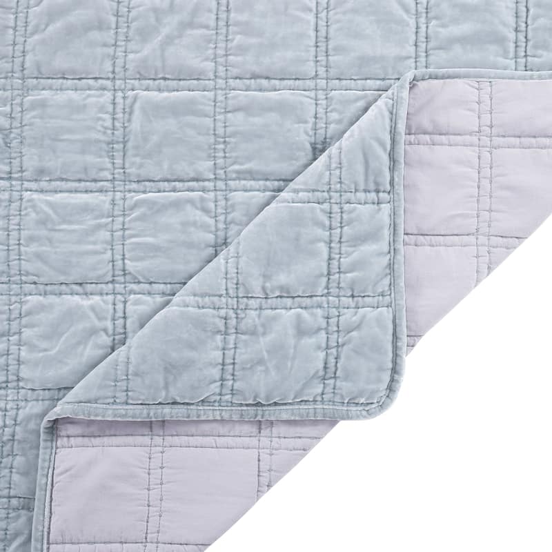 HiEnd Accents Stella Faux Silk Velvet Double Box Stitch Modern Rustic 3 Piece Quilt Set