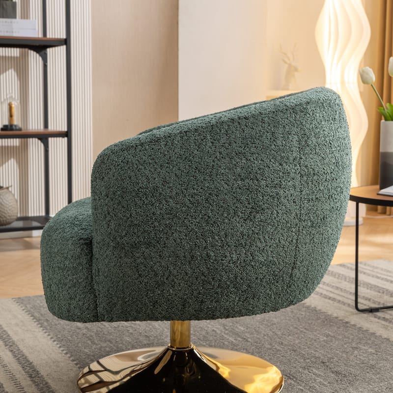 Accent Swivel Chair With Gold Metal Round Base