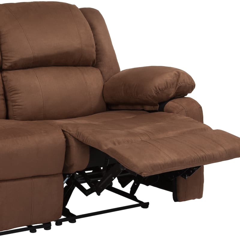 Contemporary Upholstered Recliner Loveseat with Headrests and Armrests