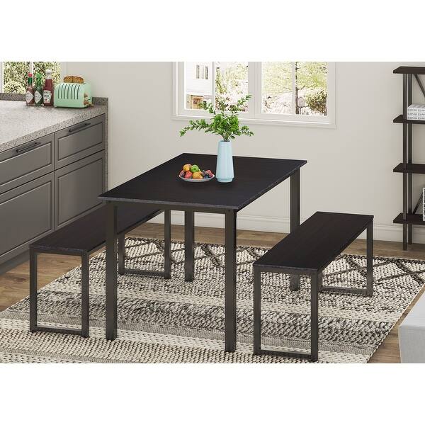 3 Piece Dining Table Set Breakfast Nook with Two Benches - Bed Bath ...