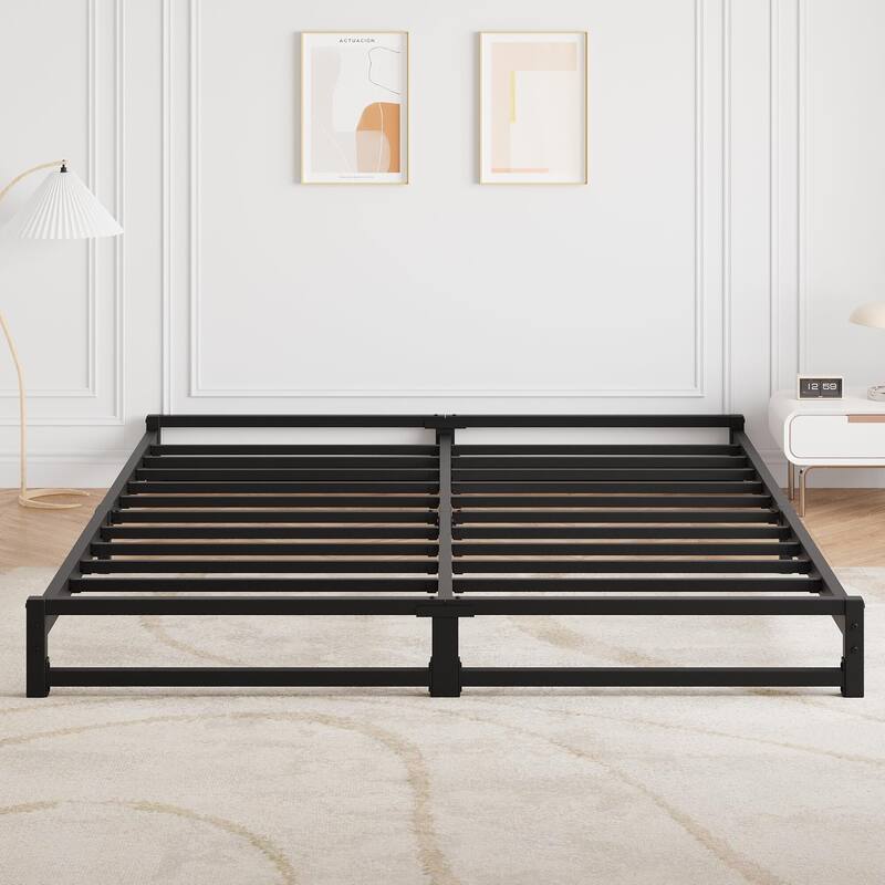 6 Inch Metal Platform Bed Frame with Steel Slat Support - Queen