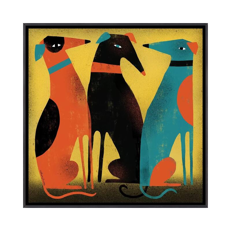 iCanvas "Greyhounds" by Terry Runyan Framed - 12x12 - Ebony