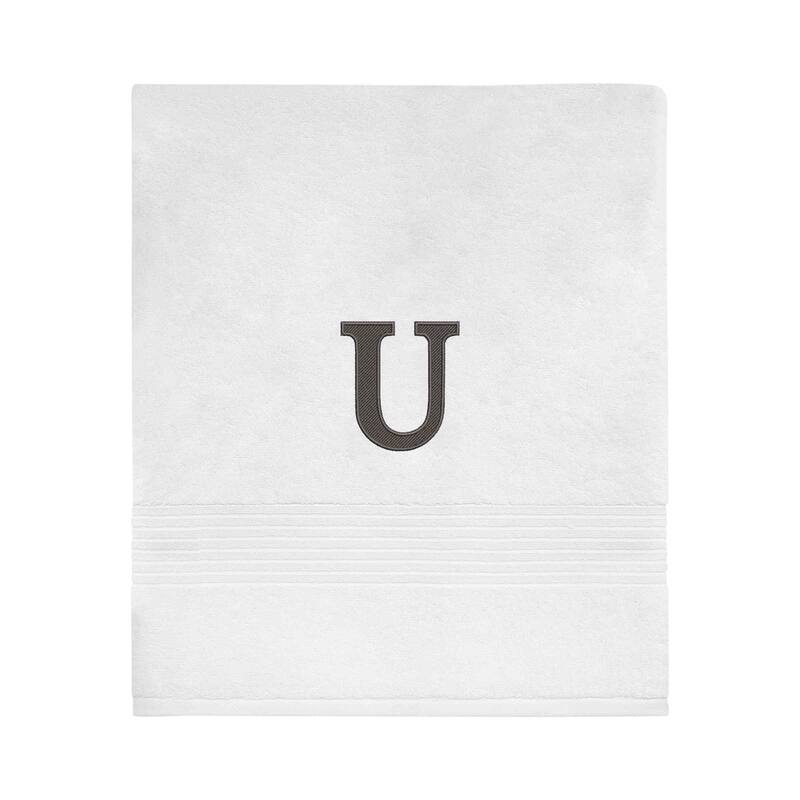 Avanti Linens Wht/Gry Block Monogram Bath Towel - Bath Towel