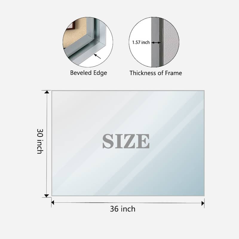 Glossy Black Rounded Corner Rectangle Bathroom Mirror