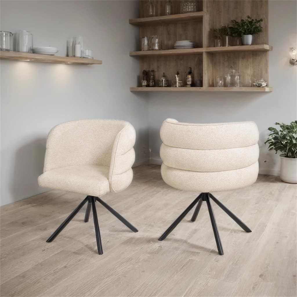 270°Swivel Modern Upholstered Dining Chairs with Metal Base (Set of 2)