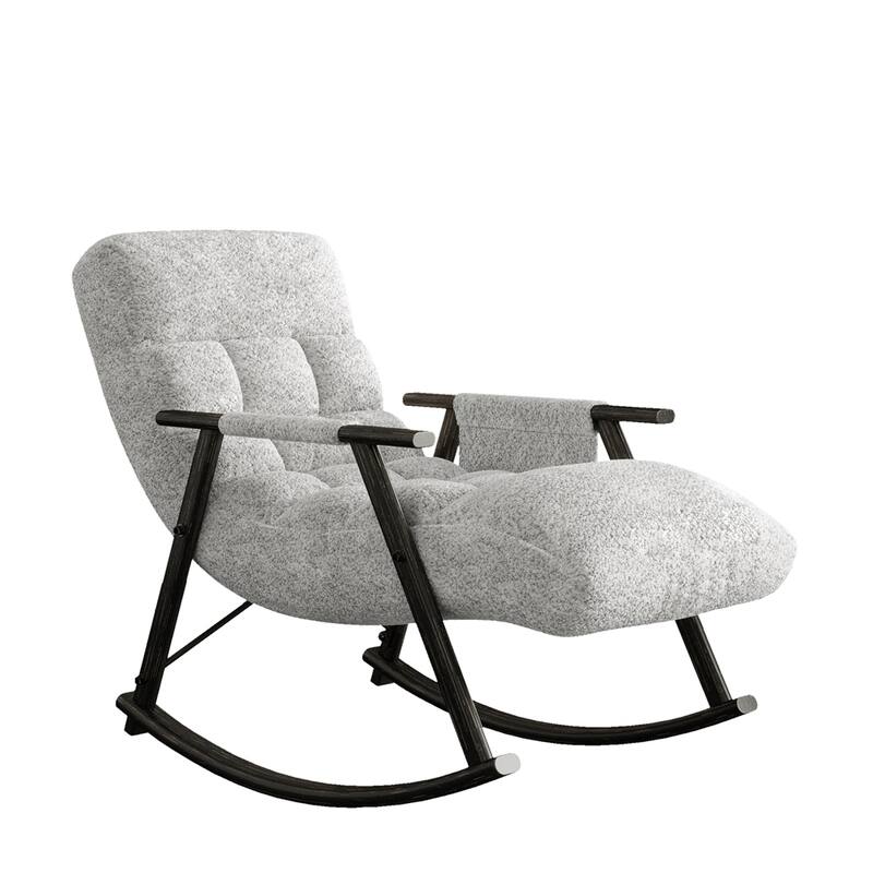 Folding Rocking Upholstered Chair with Adjustable Back and Footrest