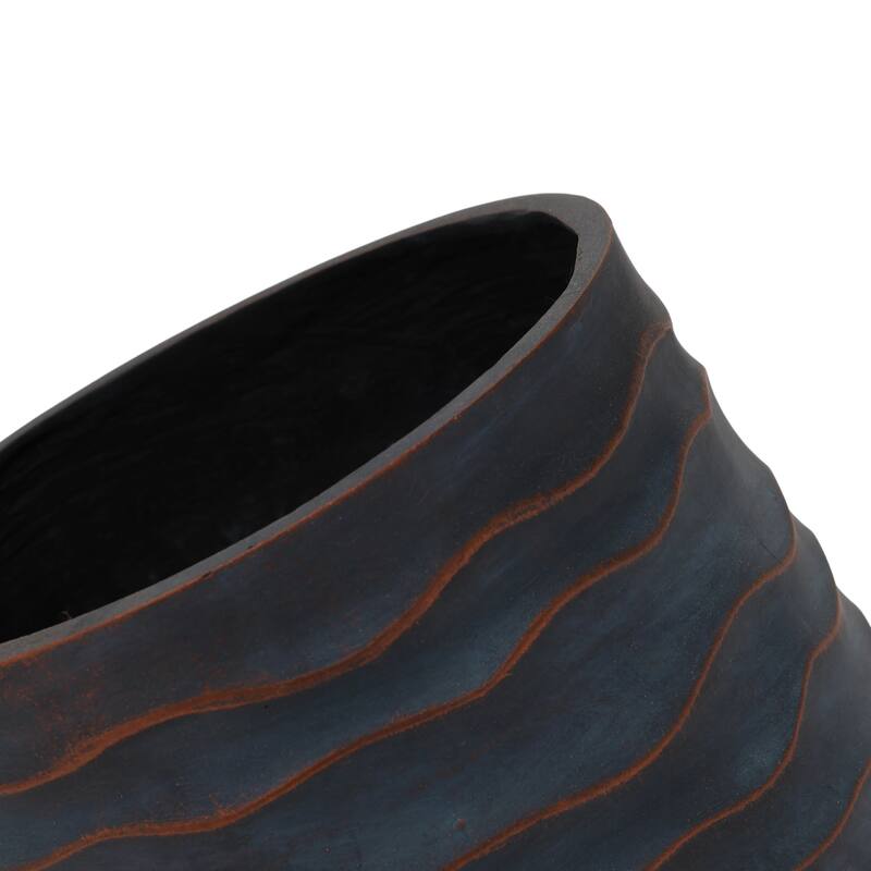 Large Round Planters Set of 2 (16.14"x15.75" & 11.8" x11.42") - Lightweight Plant Pot -Concrete Planter Pots with Drainage Hole