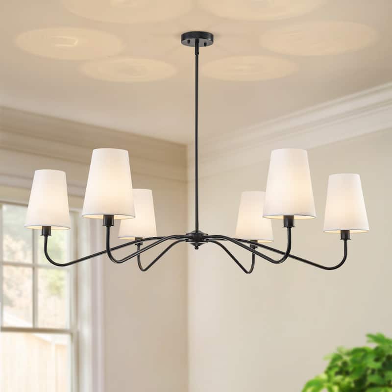 Starsky 6-Light Modern Classic Chandelier with White Linen Shades