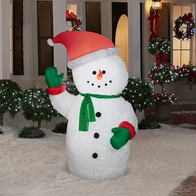 Gemmy Christmas Airblown Inflatable Mixed Media Snowman, 6 ft Tall, white
