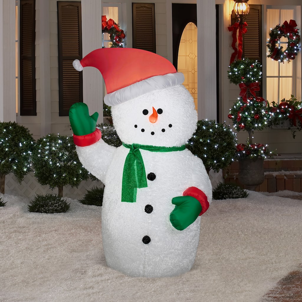 Gemmy Christmas Airblown Inflatable Mixed Media Snowman, 6 ft Tall, white