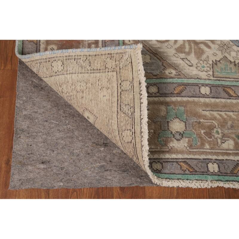 Geometric Blue Tabriz Persian Area Rug Oriental Handmade Wool Carpet - 6'5"x 9'5"