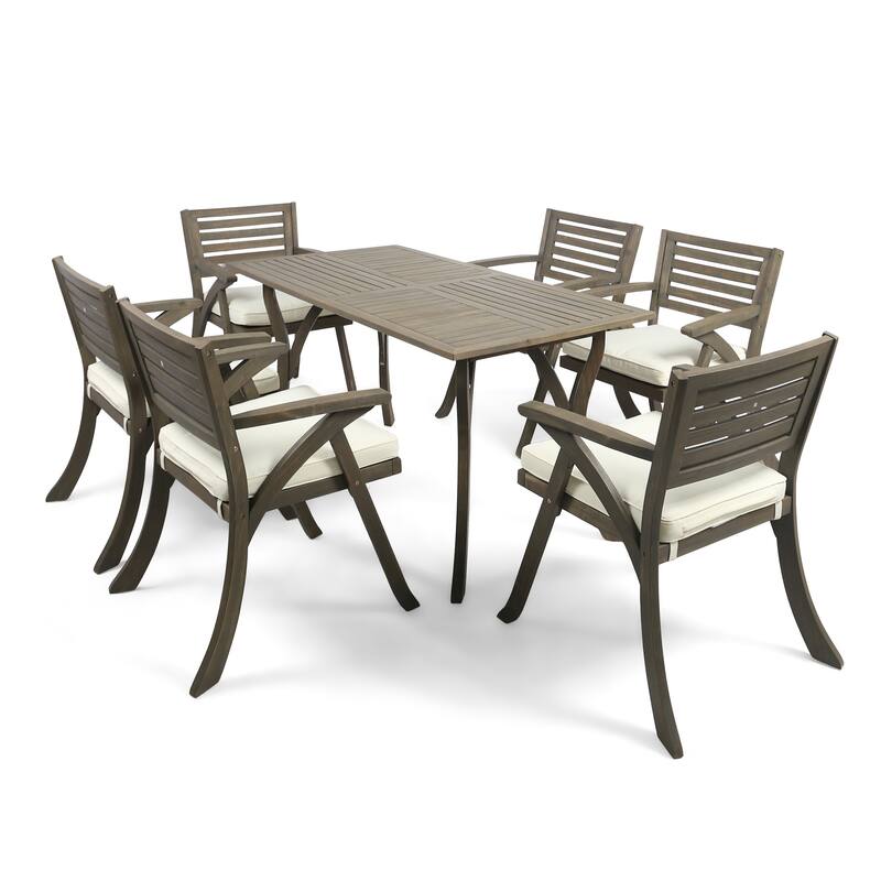 Hermosa 7 Piece Acacia Wood Dining Set by Christopher Knight Home