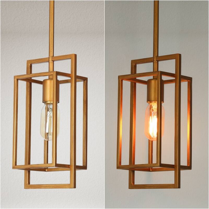 Dilley Modern Antique Gold Mini 1-Light Pendant Lights for Kitchen Island - L5.5'' x W4.72 '' x H11.8''
