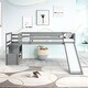 preview thumbnail 2 of 7, Gray Twin Size Solid Wood Low Loft Bed with Stairs and Slide for Kids, Boys and Girls