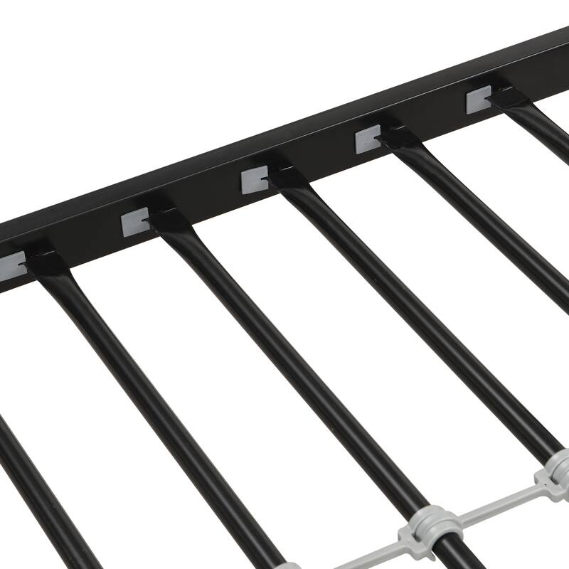Twin Over Full Metal Bunk Bed w/Safety Guardrails and Ladders, Black