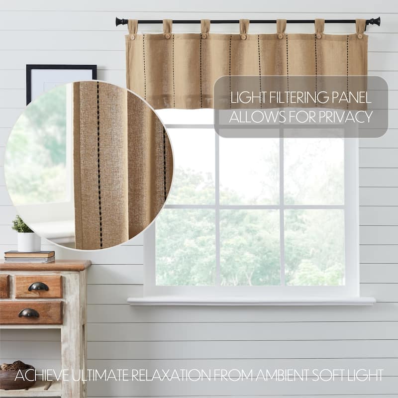 Stitched Burlap Natural Valance 16x60 - M