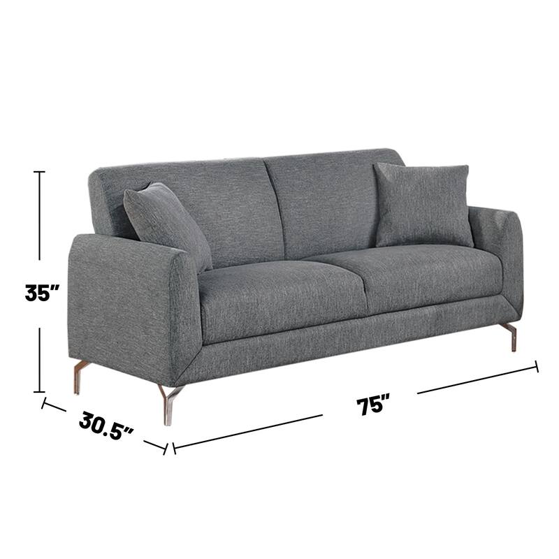 2 Piece Burlap-Like-Fabric Sofa Set with 2 Pillows