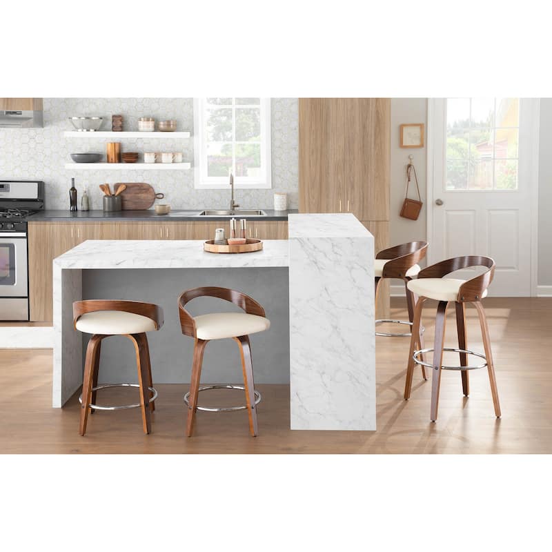 Carson Carrington Stavanger 24" Fixed-Height Counter Stool with Bent Wood Legs & Round Footrest (Set of 2)