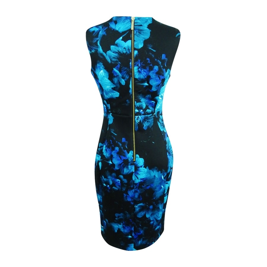 calvin klein women's scuba crepe sleeveless princess seam sheath dress