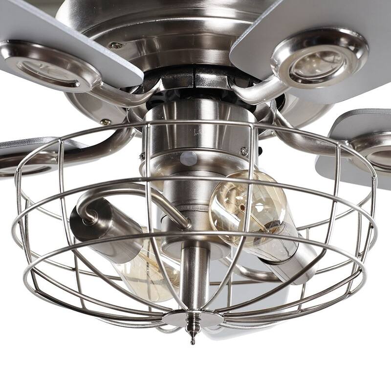 52 in. Indoor Chrome Downrod Ceiling Fan with Light and Remote Control