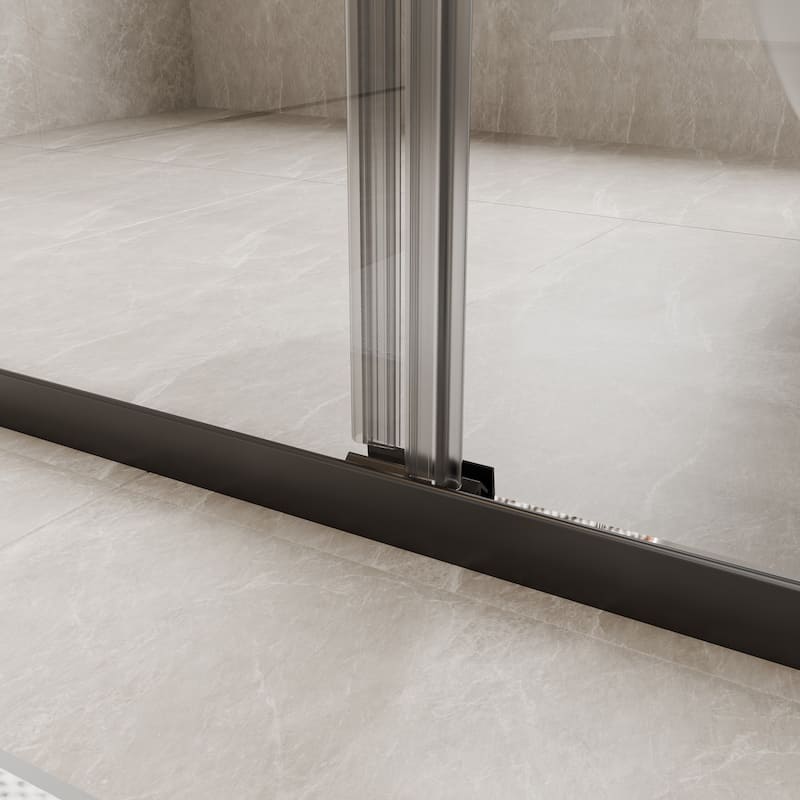 45''/54''W x 70'' H Glass Double Sliding Shower Door in Black/Chrome