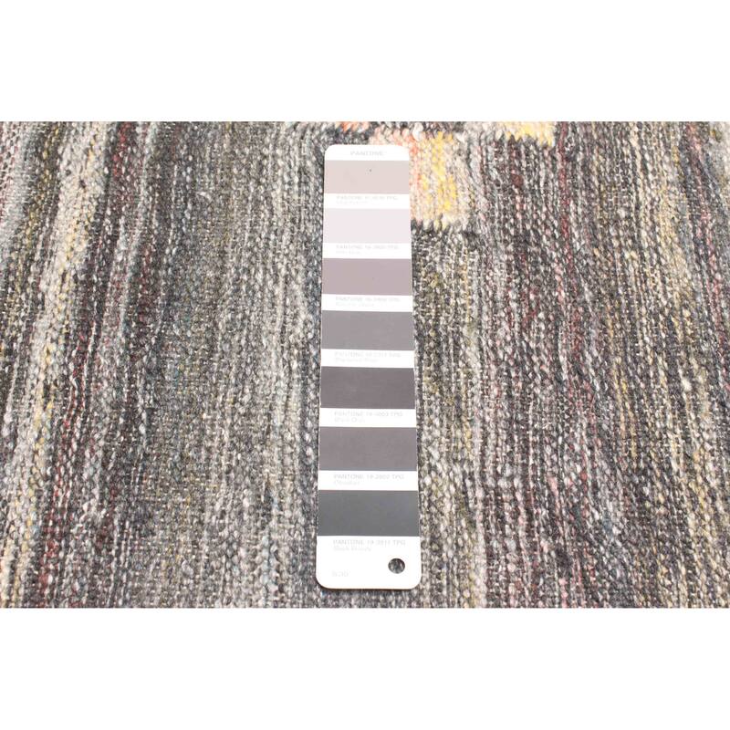 ECARPETGALLERY Flat-Weave Ankara FW Charcoal Wool Kilim - 5'1 x 7'7