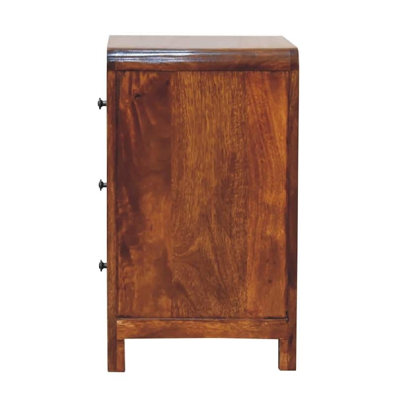 HomeRoots 24" Chestnut Solid Wood Three Drawer Nightstand