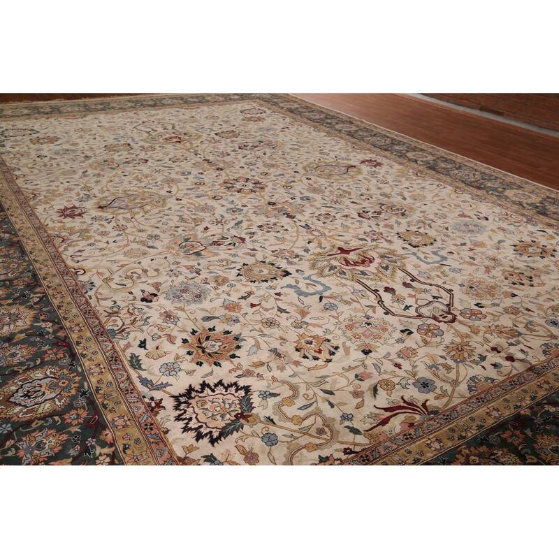 All-Over Large Agra Indian Area Rug Handmade Wool Carpet - 12'5" x 17'8"