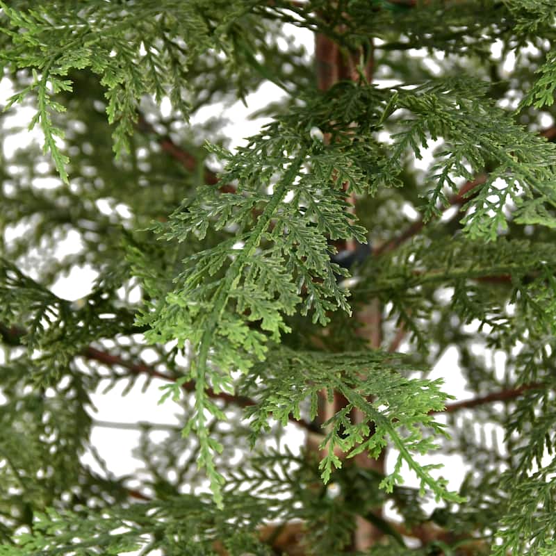 Puleo International 4 ft. Pre-Lit Potted Mountain Cedar Artificial Christmas Tree
