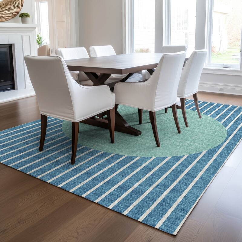 Machine Washable Indoor/ Outdoor Modern Sunrise Chantille Rug